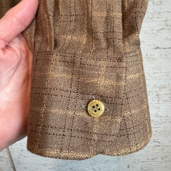 NWT Pronto Uomo Made In Italy Brown Tan Plaid Shirt Button Up Sz L Office Casual - Picture 4 of 15
